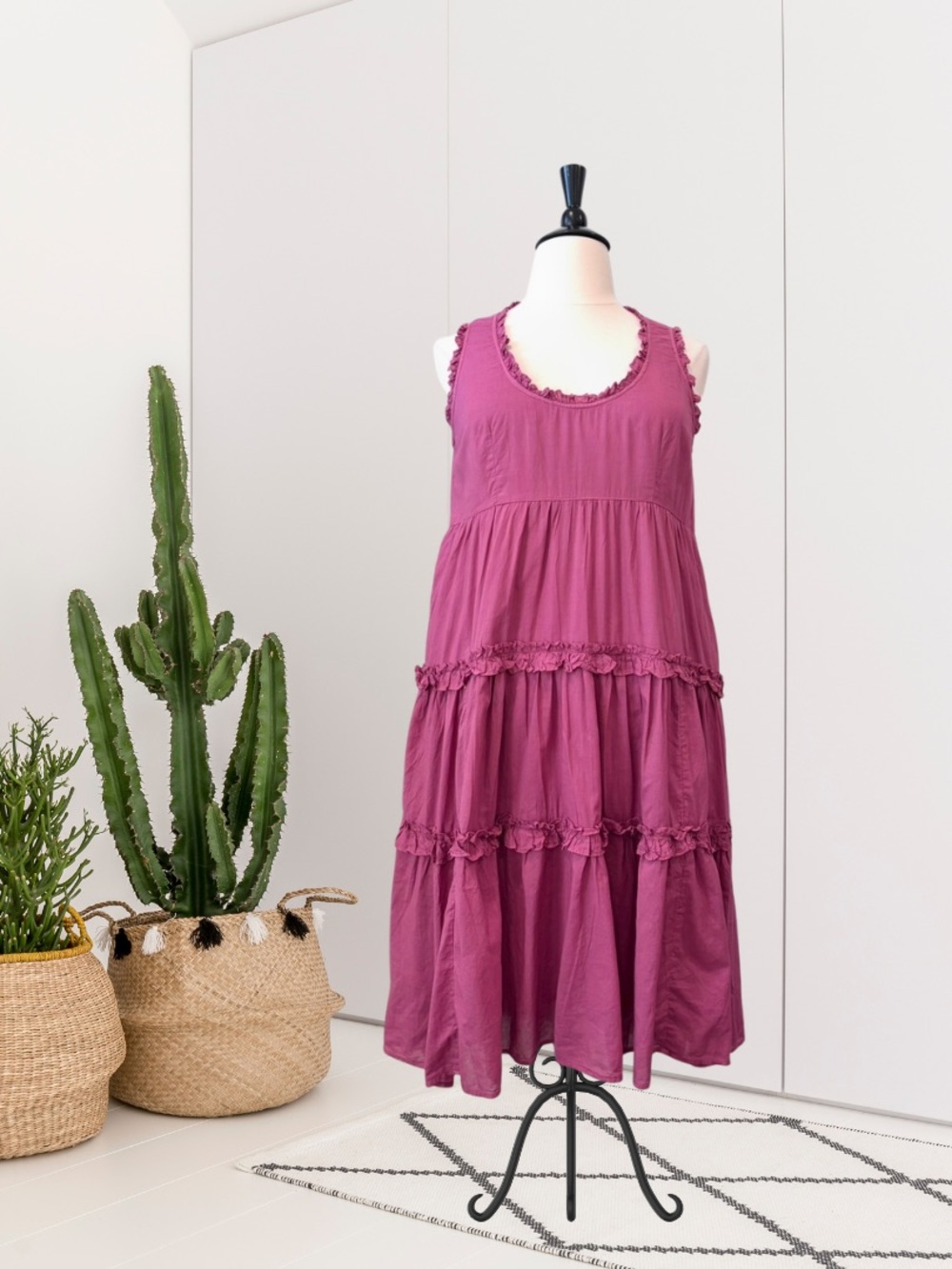 Sundance Easy Beauty Sleeveless Ruffle Trim Midi Dress